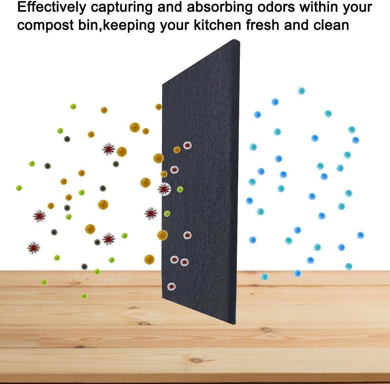 IOUALEY 6.7inch & 5inch Charcoal Filters for Kitchen Compost Bucket, Compost Filter for Countertop Bin,Compost Pail Replacement Activated Carbon Charcoal Filters, Round& Rectangle - Image 4